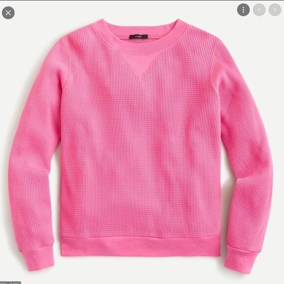 J. Crew Waffle Knit crewneck pullover top sweatshirt sz S Pink - Picture 1 of 7